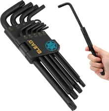 ELEAD 11-Piece Torx Star Allen Wrench Set with Extension Bar, Long Arm Black