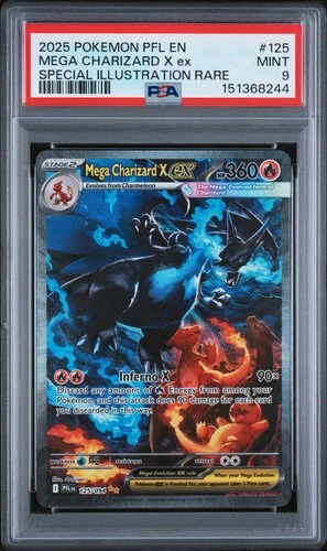2025 POKEMON PFL SPECIAL ILLUSTRATION RARE #125 MEGA CHARIZARD X EX PSA 9