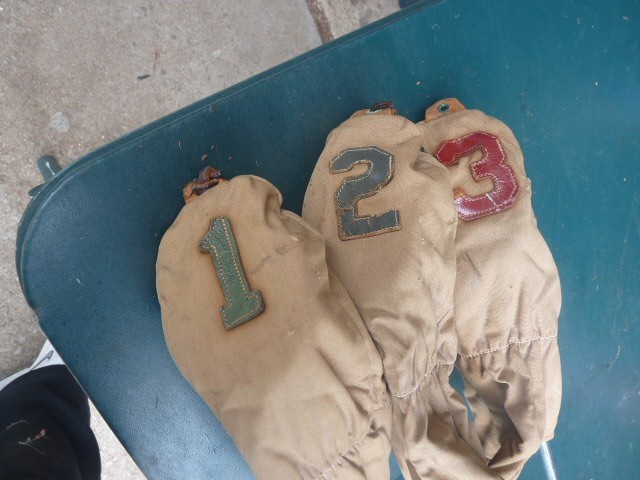 Vintage Wilson Foreweight Leather Grip Woods with Original Headcovers 1, 2, 3