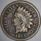 1863 INDIAN HEAD CENT Full LIBERTY XF Detail Copper Nickel Civil War Penny DT2