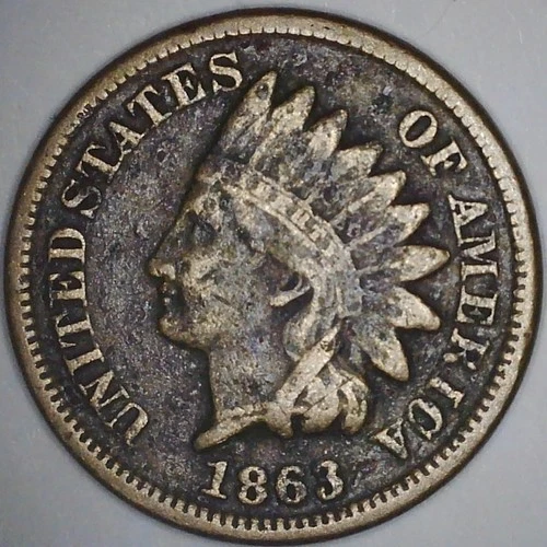 1863 INDIAN HEAD CENT Full LIBERTY XF Detail Copper Nickel Civil War Penny DT2