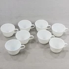 VTG Pyrex C Handle White Milk Glass Coffee Tea Cup Mugs Set of 8  Made in USA