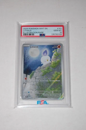 2025 POKEMON WHT EN-WHITE FLARE ILLUSTRATION RARE #101 LITWICK PSA 10