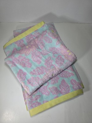 Bianca Exclusive Hand Towels Purple Lime  Lilly Floral style # 5972 HP Quality 
