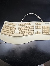 Vintage Microsoft Natural Ergonomic PS/2 Wired Keyboard 59758 White UNTESTED