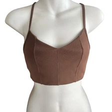 Offline By Aerie Espresso Medium High Support Ribbed Sports Bra SZ XS