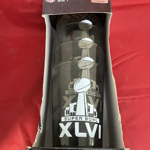 Super Bowl 46 Tailgate Set 2012, 4 Pint Plastic Cups & 4 NFL Coasters in BOX - Picture 7 of 8
