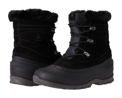 Kamik Z115113* Womens Black Waterproof Leather Lace-Up Snow Boot Size 8 M