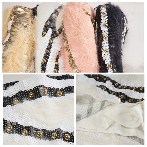 Kurzer Damenrock Pailletten Faux Mohair Spleiß Glitzer figurbetont Party Clubwear - Bild 10 von 14