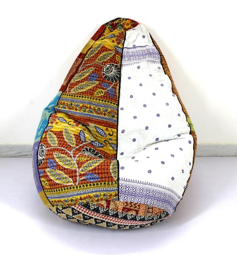 Handmade Cotton Floral Kantha Bohemian Home Decor Ottoman Gypsy Bean Bag b - Picture 3 of 5