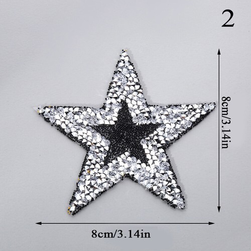 6 Pcs Rhinestones Crystal Pentagrams Patch Iron Sew Stick On Shirt Hat Trouser ∂ - Picture 11 of 21