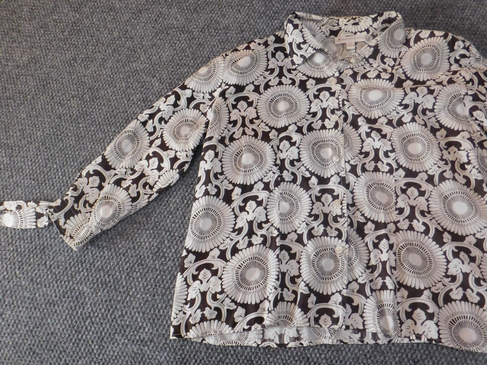 JM Collection top 10 Petite brown floral womens button up classic geometric - Image 3 of 4