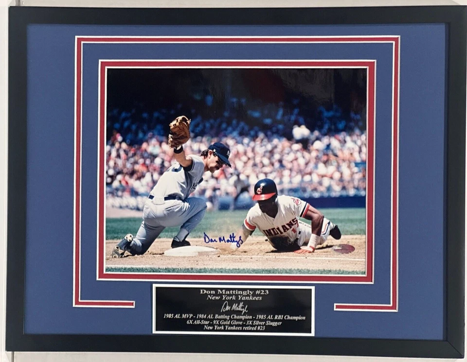 Steiner Don Mattingly 8x10 Color Foto Fielding Enmarcado con Placa de Identificación Foto 3 de 4