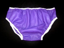 Custom transparent purple 30mm latex no seams Full Brief Panty Sz 10 Gummi