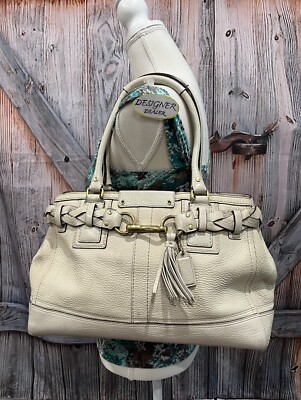 Authentic COACH Hampton Off White Leather Carryall Satchel 10529