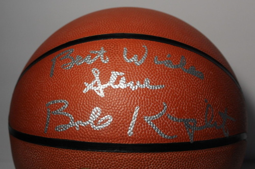BOB KNIGHT SIGNED AUTOGRAPHED NCAA BASKETBALL & COA INDIANA HOOSIERS TEXAS TECH - Picture 4 of 17