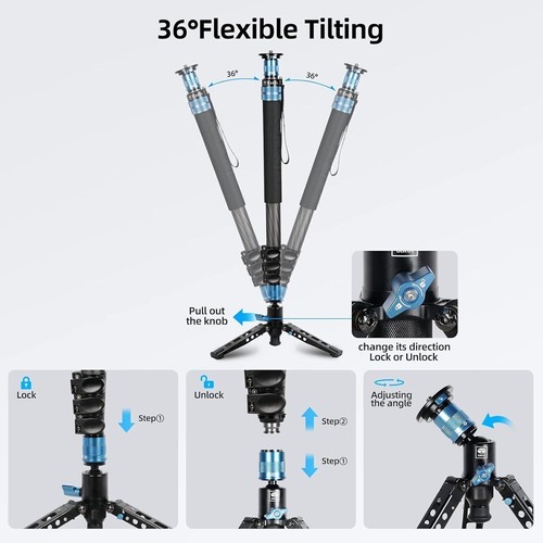Sirui P-424FL 4-Section Carbon Fiber Monopod with VA-5X Compact Video Head - Picture 9 of 17
