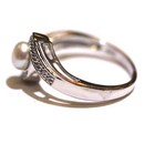 925 sterling silver pearl cubic zirconia cz fashion ring 3.8g womens estate 8.25 — photo 7