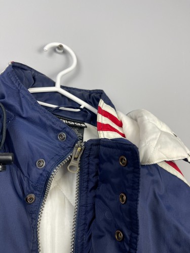 Vintage Adidas Parka Soccer Long Hooded Jacket Blue Logo L - Picture 11 of 12