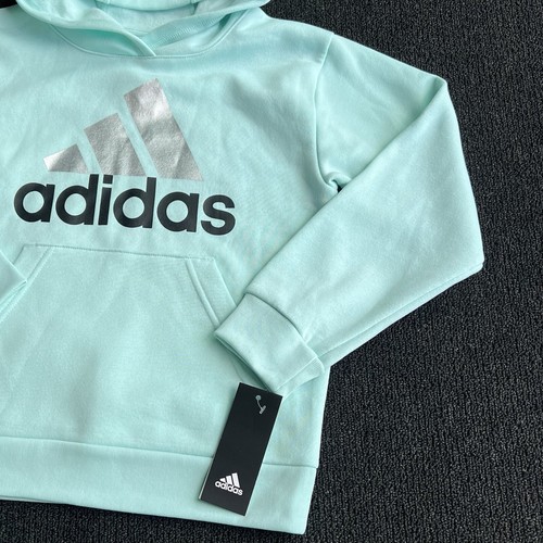 Adidas Essential Girls Hooded Pullover Big Kids Hoodie Teal #967 - Picture 10 of 11