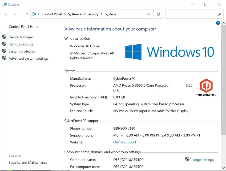 CyberPowerPC - Gaming Desktop - AMD Ryzen 5 3600 - 8GB RAM - AMD Radeon RX 580 - Image 3 of 4