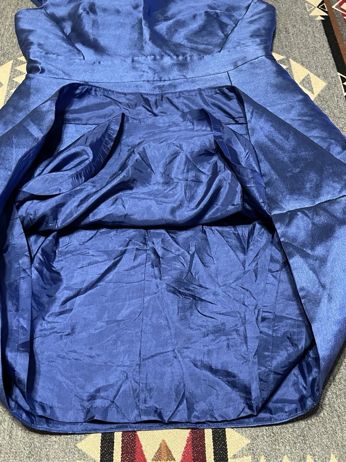 Mini abito da cocktail Kate Spade taglia 6 blu giacinto senza schiena T9