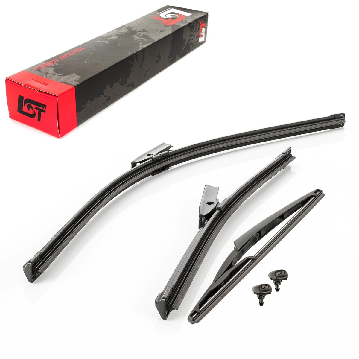 Windshield Wiper Blade Set Front + Rear + Nozzles for Citroen C3 Picasso