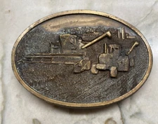 Vintage 1977 Bergamot brass works Farming Combine belt buckle #O-49  USA