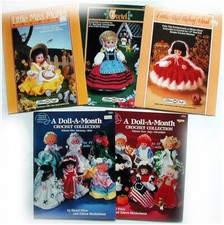 Vintage CROCHET Bed DOLL PATTERNS LOT 13" MONTH Holiday Red Riding Hood Month