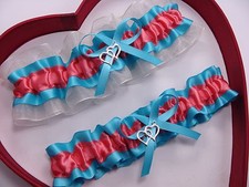  NEW Beautiful Coral Turquoise Ivory Wedding Prom Garters