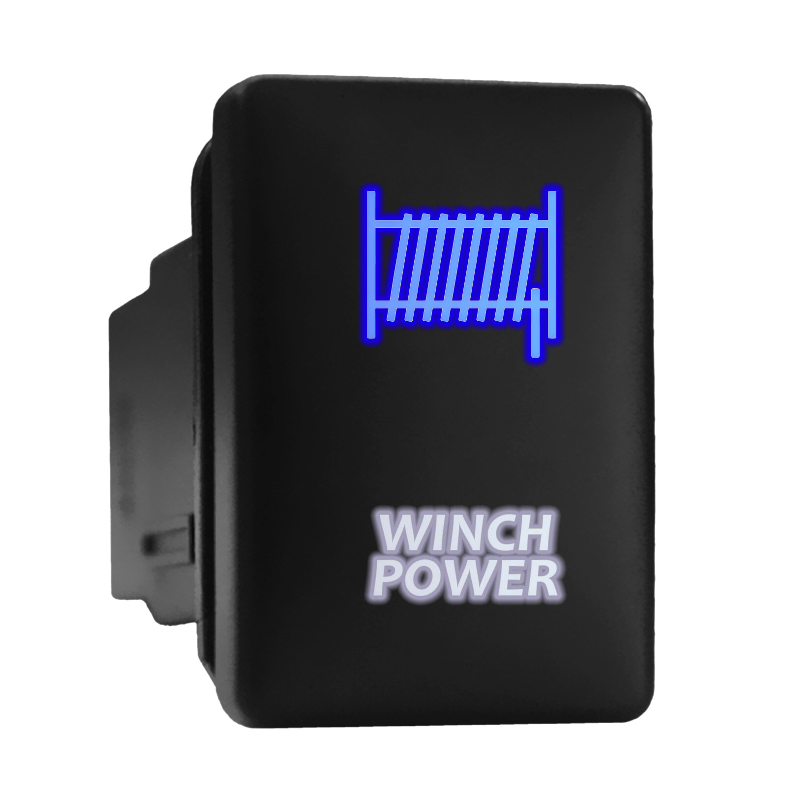 Toyota Winch Power Blue White LED Backlit Short Push Button 1.28 x 0.87 Inch
