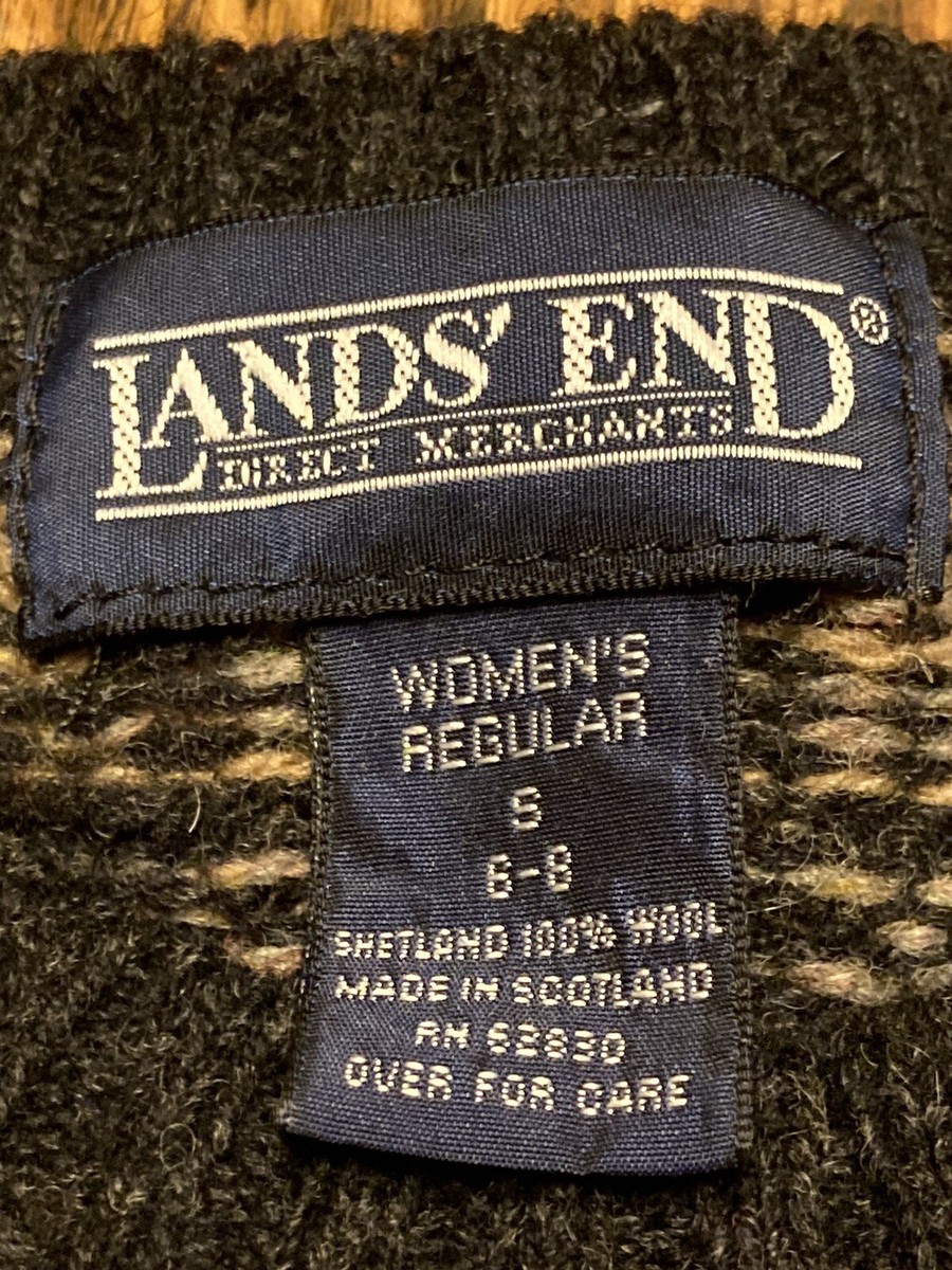 LANDS’ END Wool Sweater MADE IN SCOTLAND Shetland Wool Lands End Mens Wool Sweaters Vintage Lands End