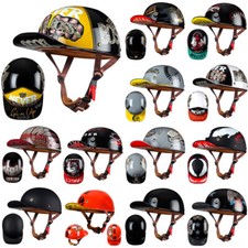 RETRO MOTORCYCLE HALF HELMET BASEBALL CAP DOT CERTIFIED SCOOTER MOPED JET HELMET