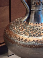 Große Bodenvase Metall antik, Handarbeit