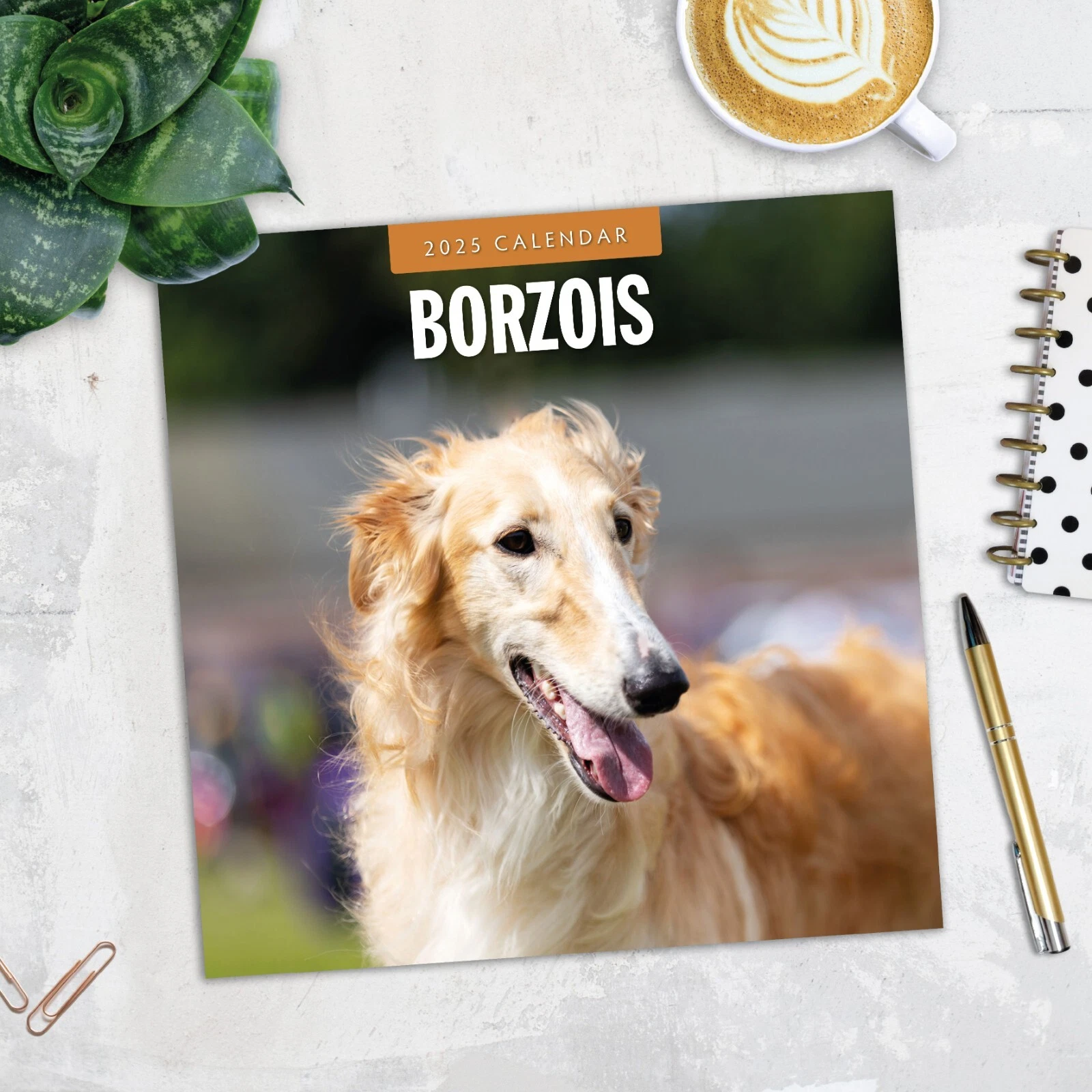 Borzois 2025 Square Wall Calendar