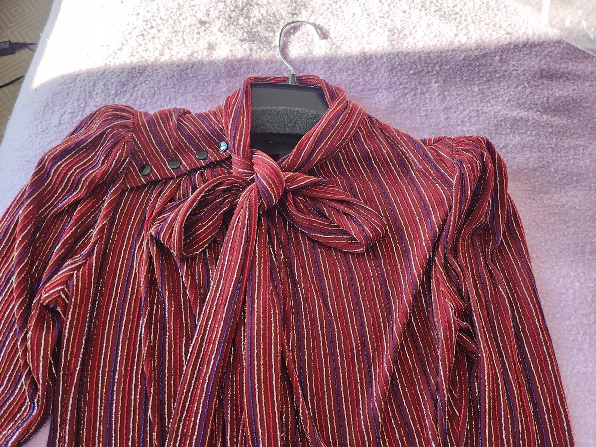 Marc Jacobs Disco Dress Red Metallic Stripes Long Sleeve XS