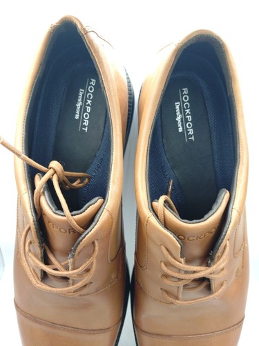 Rockport Dressport Hombres Reino Unido Talla 12.5 Zapatos Hydro Shield Impermeable Marrón Con Cordones - Imagen 10 de 15