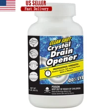 Crystal Drain Opener Clog Remover Non Acid Formula Grease Hair Dissolver 1lb New