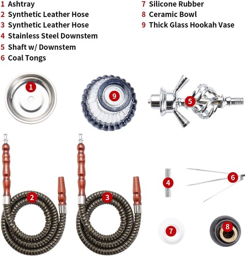 2 Hose Premium Shisha Hookah Set Twist Ball Style Traditional Gift Collectible - Picture 12 of 17
