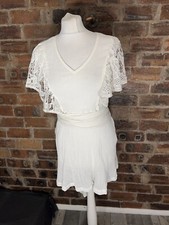 FRENCH CONNECTION WHITE LORI LACE FRILL MINI DRESS XS NWT