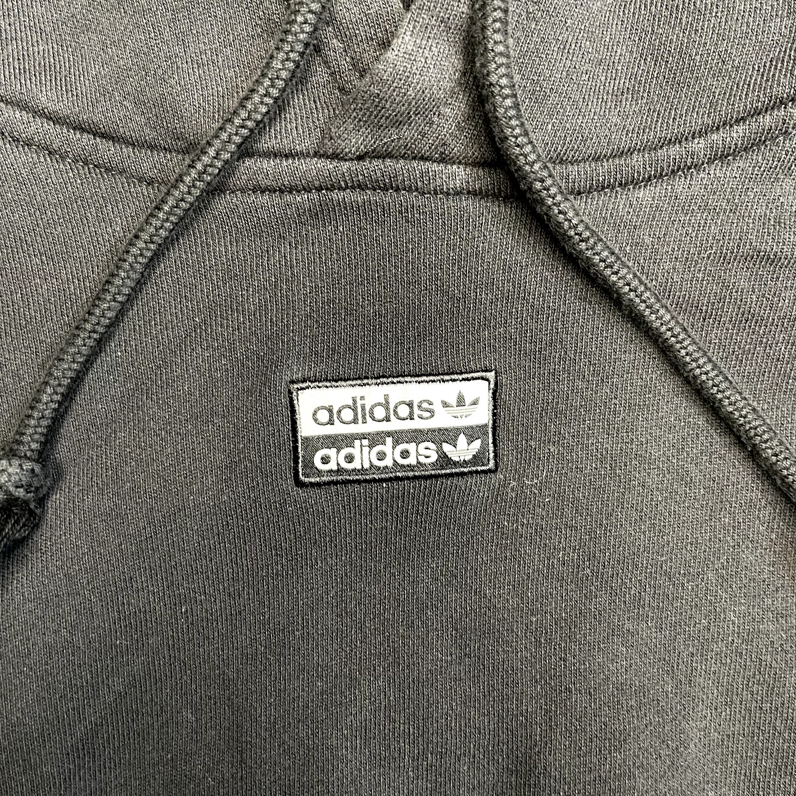 Adidas Hoodie Womens Y2K Spellout Sports Cropped Sweatshirt, Black,Medium image 2