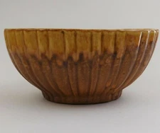 Haeger Pottery Ribbed Oval Bowl Planter Pot Brown Tan Mid Century 4020 USA MCM