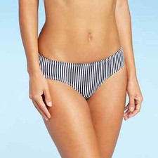 Xhilaration Junior's Cheeky Bikini Bottom White/Navy Size M ------E20----