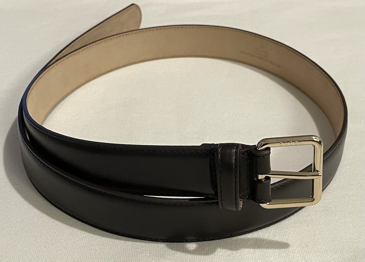 Gucci women Brown Leather Belt size 95 Gucci Calfskin Interlocking G Belt 95 38 Dark Brown 1874203  main image 2