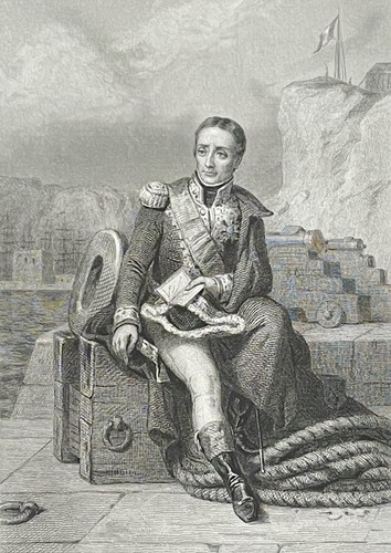 Amiral Étienne Eustache Bruix (1759-1805) gravure de 1836 Marine révolution