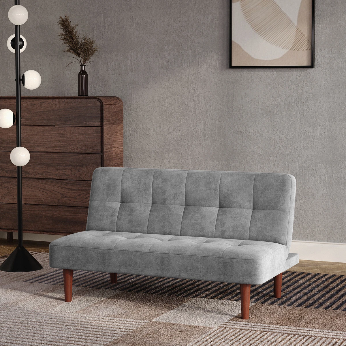 Scandi 2 Seater Small Sofa Bed Click Clack Recliner Sofa Compact Loveseat Settee