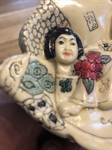 Rare Chinese Figurine Pensive Buddha Happy Hotei with Erotic Scene Feng Shui - Picture 7 of 10