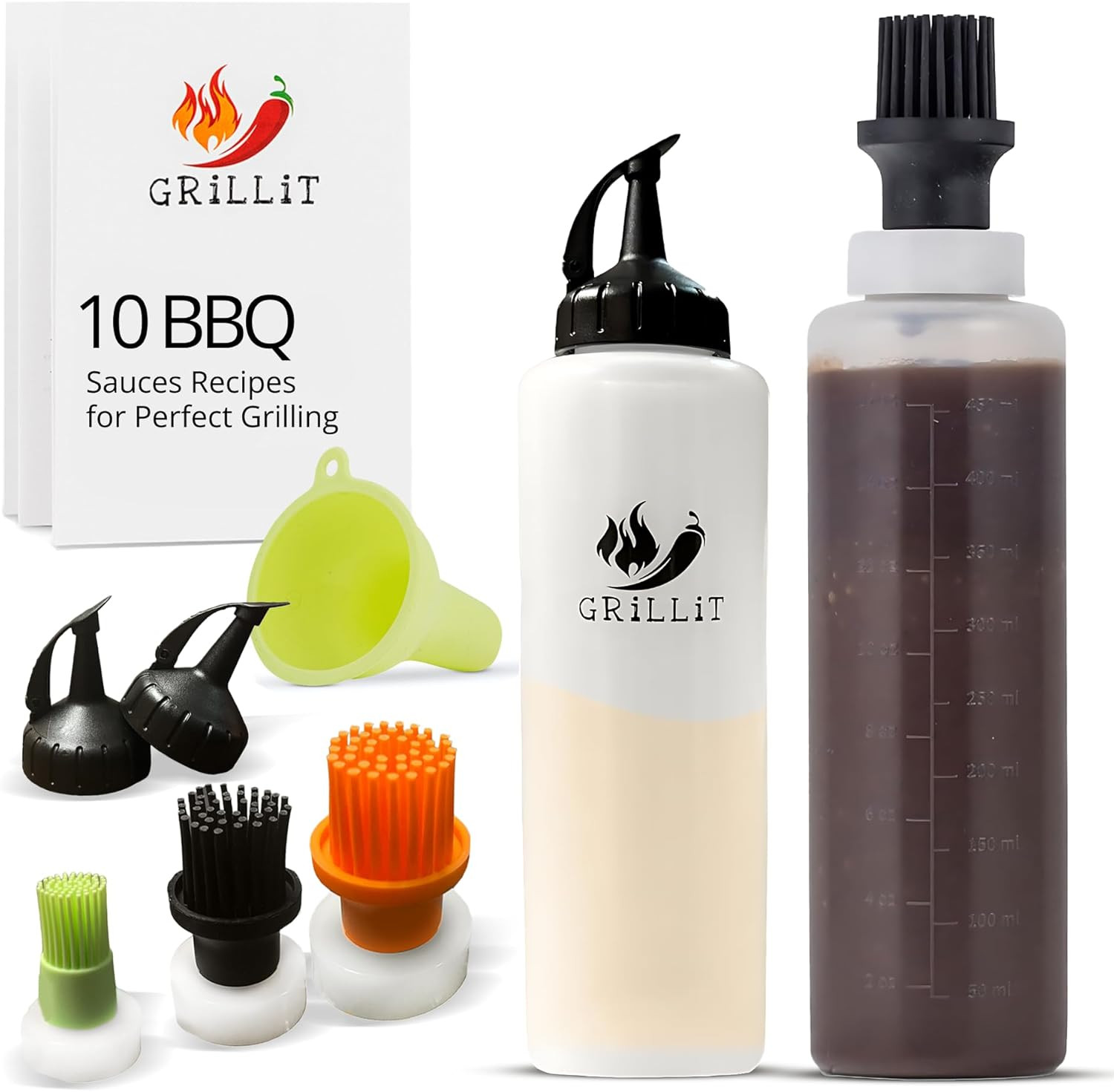 Bottle Set With Brushes & Caps - Perfect Grilling Gift For Men