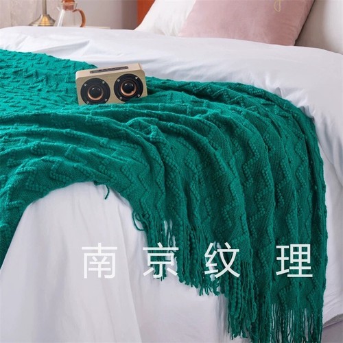 Mantas nórdicas de punto con borlas funda de sofá cama fundas manta - Imagen 4 de 7