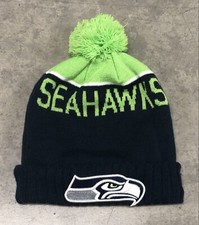 New Era Seattle Seahawks Winter Hat Stocking Cap Knit Beanie Pom Logo One Size